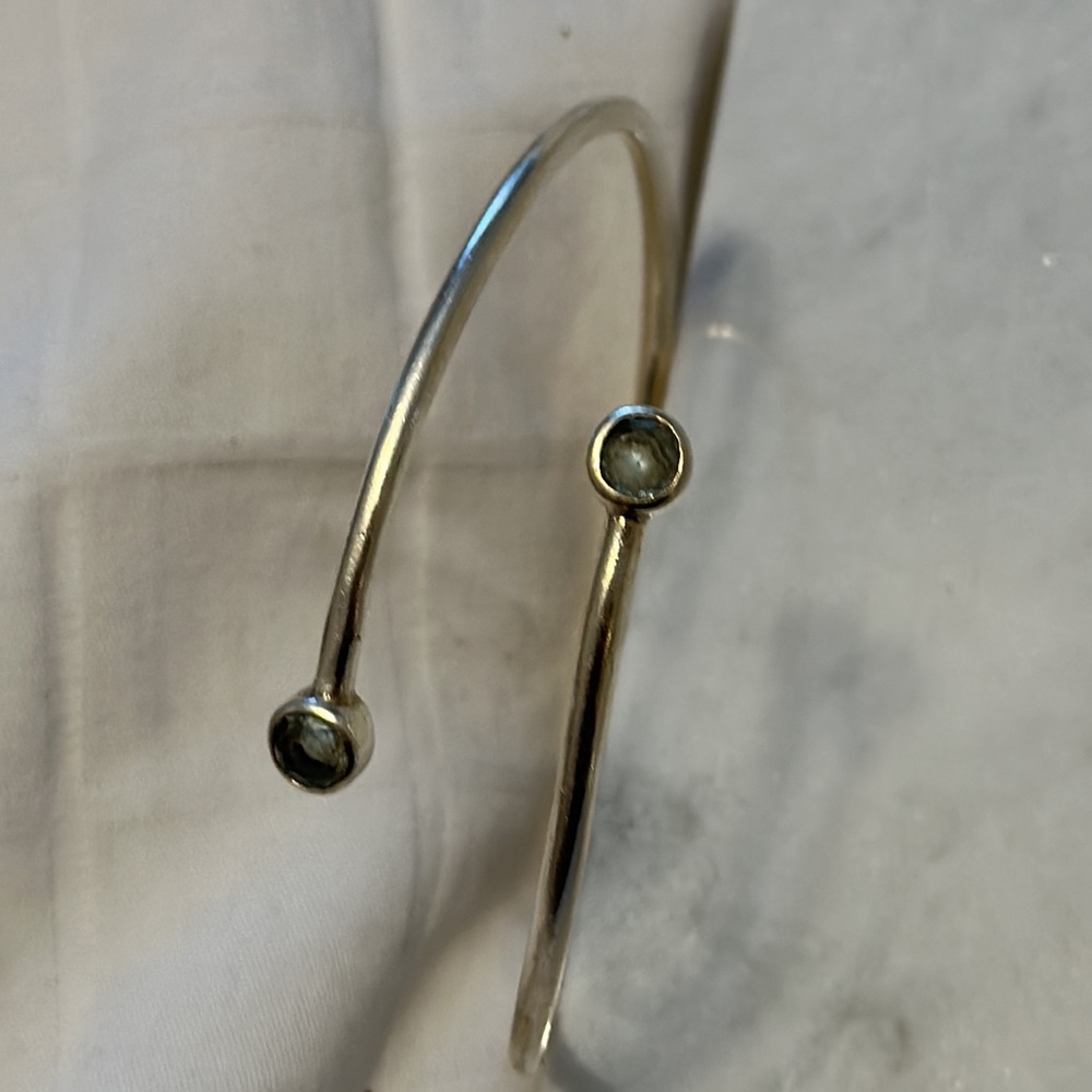 Sterling Silver Aquamarine snake cuff bracelet
